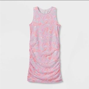 Girls Dress Pink High Neck Mesh ruche size‎ 14/16